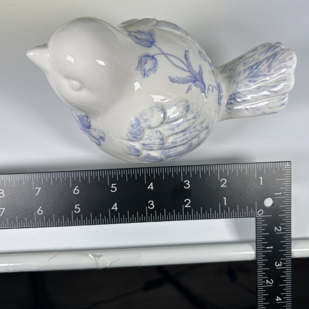 Ceramic Birds Set of 2 White Porcelain Blue Floral English Cottage - Picture 4 of 8